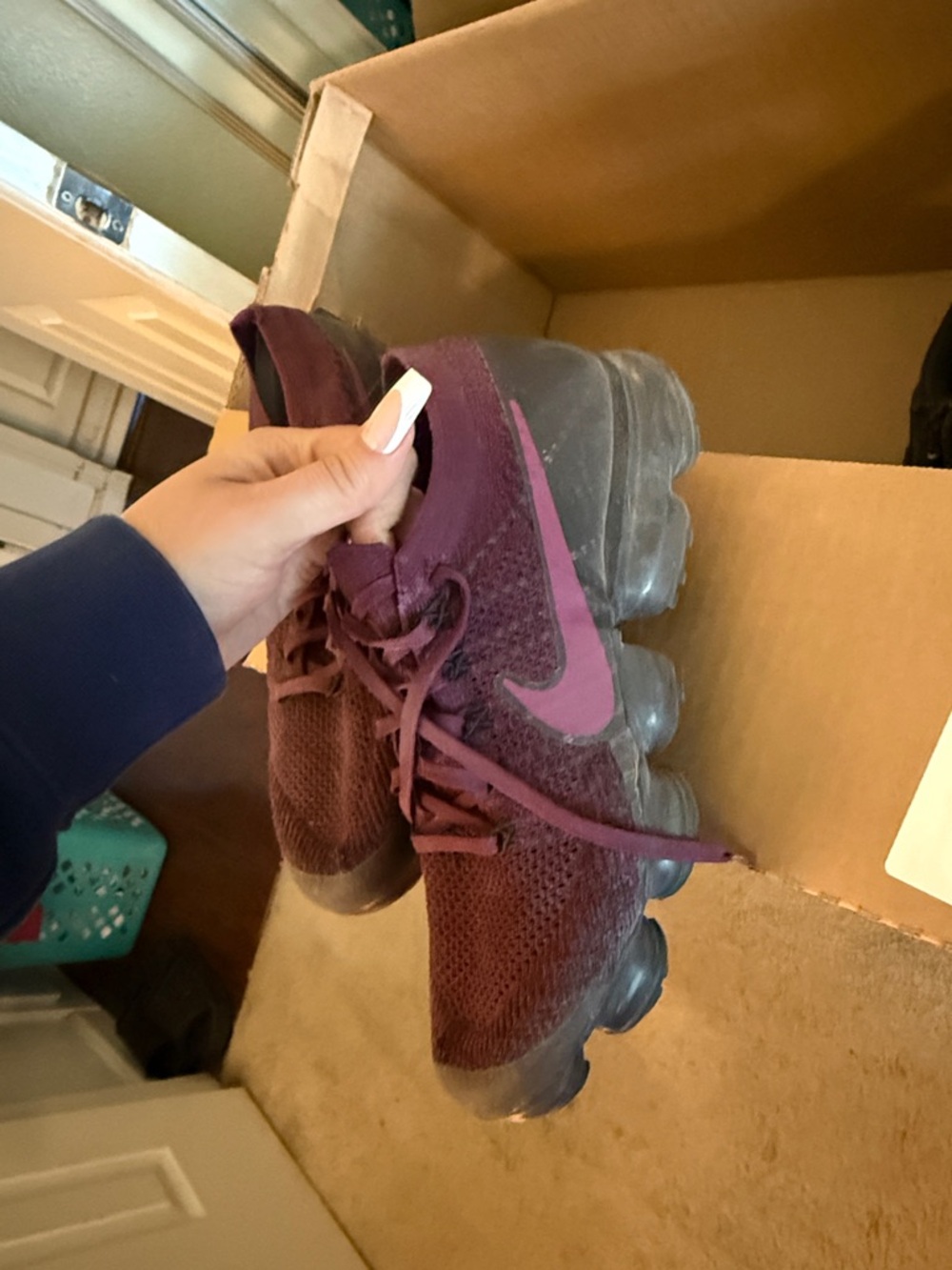 Nike Women's VaporMax Flyknit Athletic Shoe - Plum